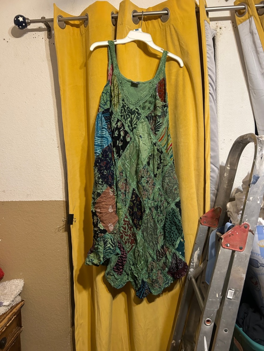 Patchwork Quilted Bohemian Dress - Multi Green Mix-one size - Picture 6 of 6